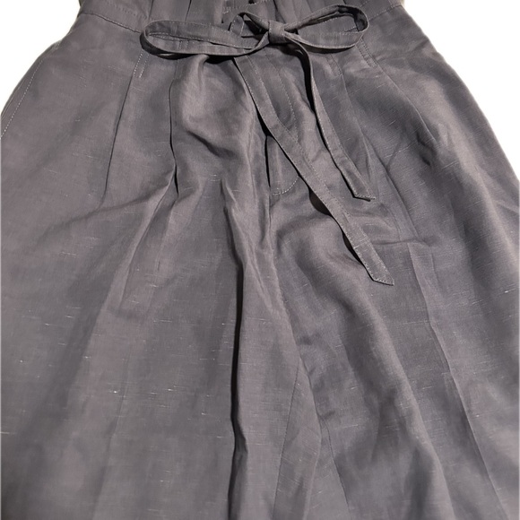 Club Monaco Ebony Noir Navy Anreannah Wide Leg Pants Paperbag Waist with Tie - Picture 3 of 4